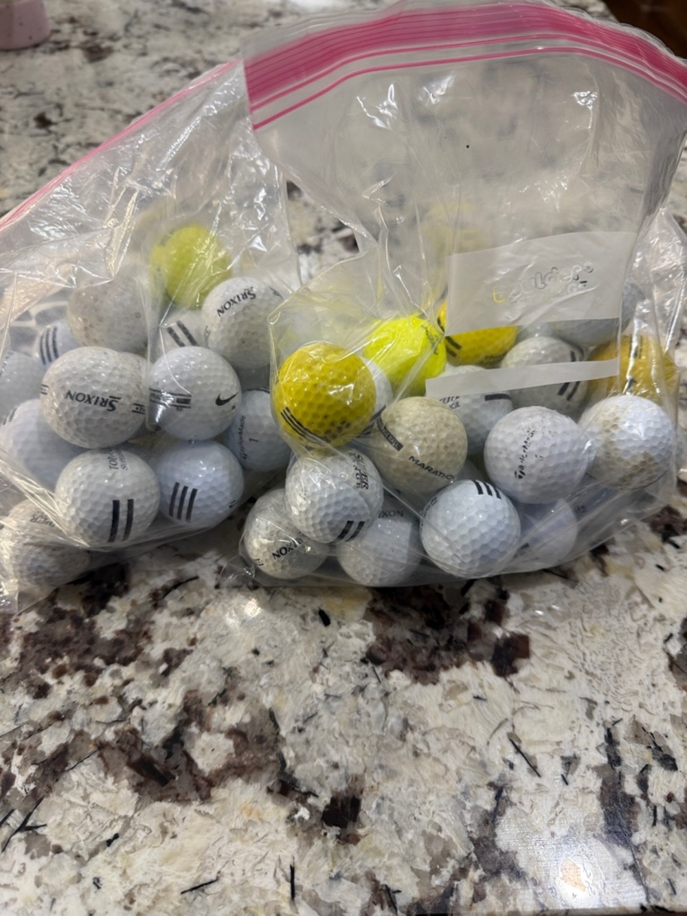 Mixed Golf Ball Lot with White & Yellow Balls